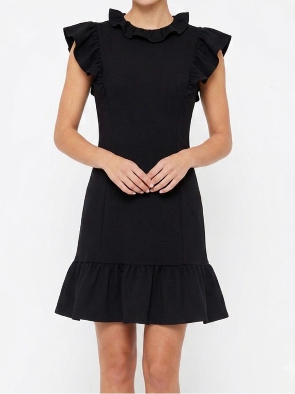 Forever 21 Black Mini Dress Ruffles LBD Business Night Out S